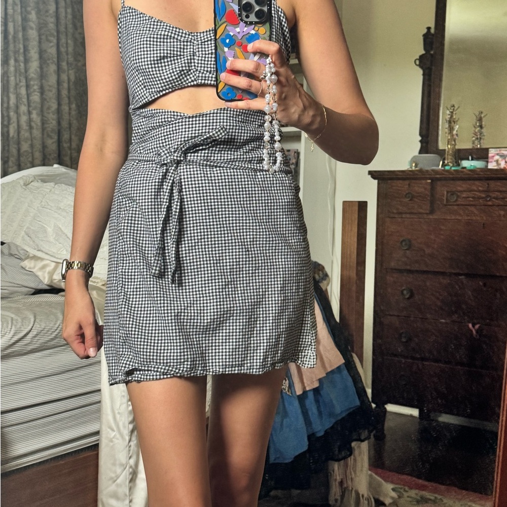 Free People Gingham Wrap Dress